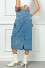 Load image into Gallery viewer, KEATON DENIM CARGO SKIRT
